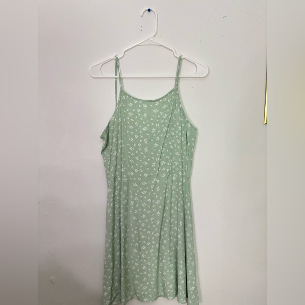 Green Floral Spaghetti Strap Dress
